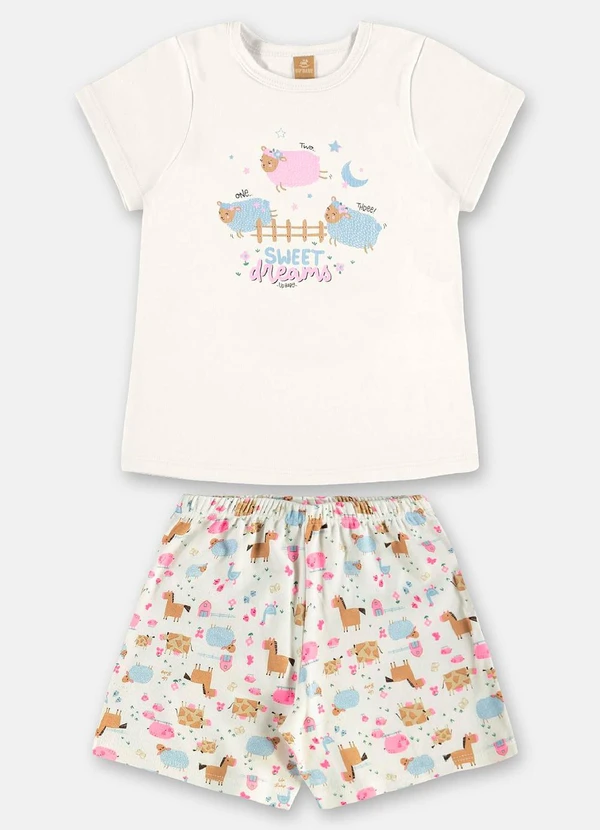 Up Baby - Pijama Infantil Blusa Short Branco 2