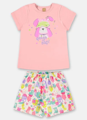 Up Baby - Pijama Infantil Blusa Short Rosa - UP BABY