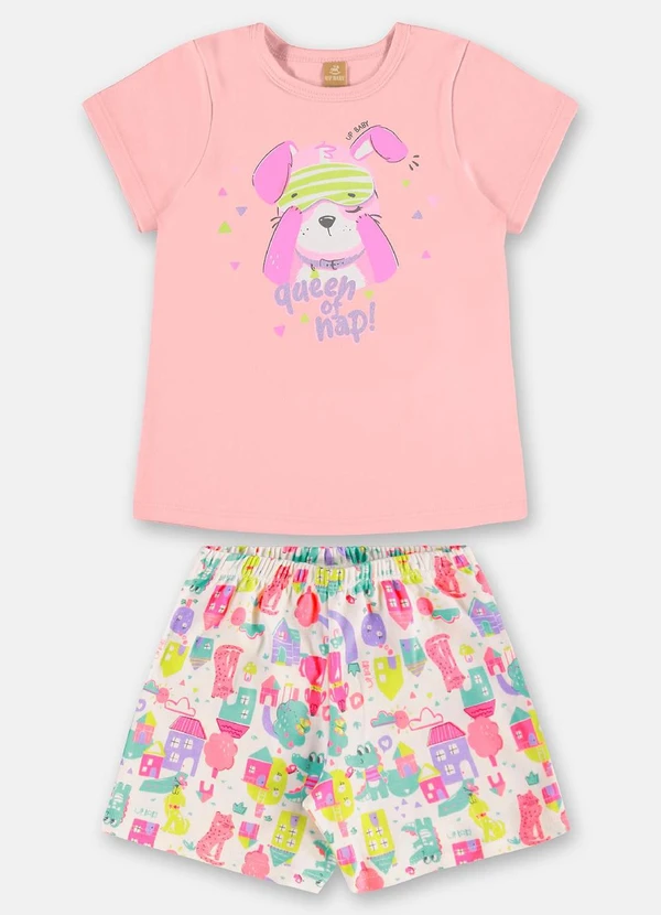 Up Baby - Pijama Infantil Blusa Short Rosa 2