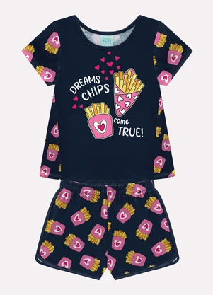 Kyly - Pijama Infantil Brilha no Escuro Azul Marinho - KYLY