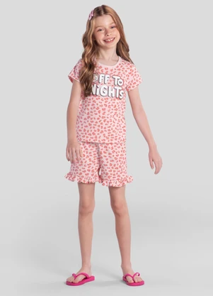 Brandili - Pijama Infantil de Oncinha Brilha no Escuro Rosa - BRANDILI