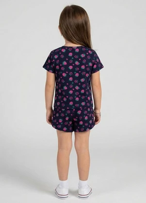 Select - Pijama Infantil Feminino Blusa e Short Azul - SELECT