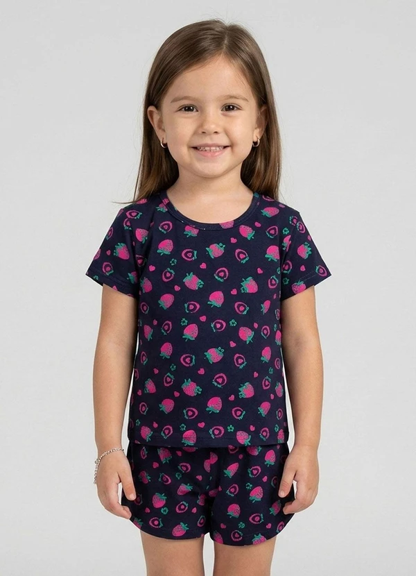 Select - Pijama Infantil Feminino Blusa e Short Azul