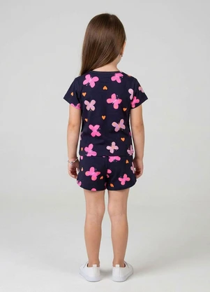 Select - Pijama Infantil Feminino Blusa e Short Azul - SELECT