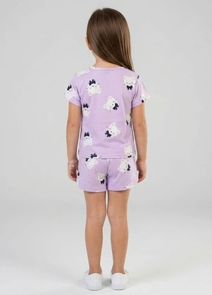 Select - Pijama Infantil Feminino Blusa e Short Roxo - SELECT