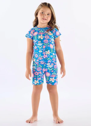 Up Baby - Pijama Infantil Feminino em Suedine Azul - UP BABY