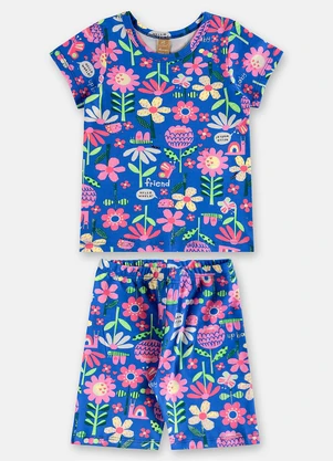 Up Baby - Pijama Infantil Feminino em Suedine Azul - UP BABY