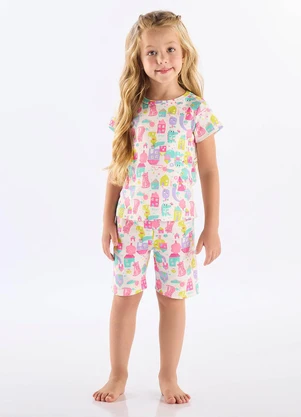 Up Baby - Pijama Infantil Feminino em Suedine Branco - UP BABY
