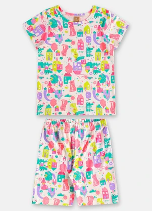 Up Baby - Pijama Infantil Feminino em Suedine Branco - UP BABY
