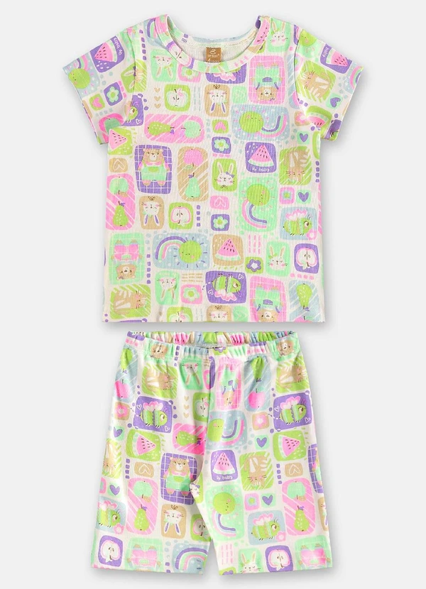 Up Baby - Pijama Infantil Feminino em Suedine Branco 2