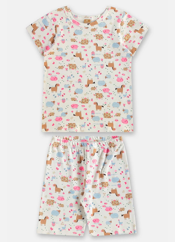 Up Baby - Pijama Infantil Feminino em Suedine Branco 2