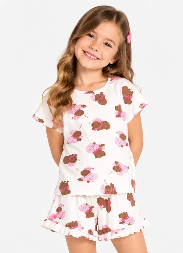 Select - Pijama Infantil Feminino Estampado Branco