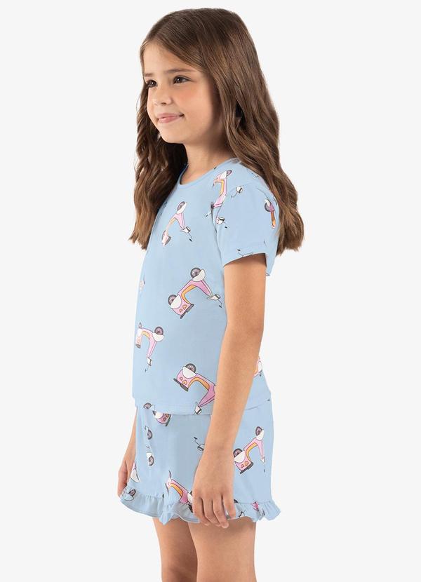 Rovi Kids - Pijama Infantil Feminino Meia Malha Azul