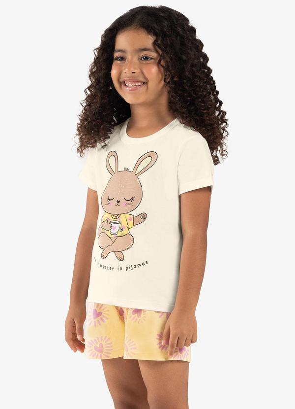 Rovi Kids - Pijama Infantil Feminino Meia Malha Bege