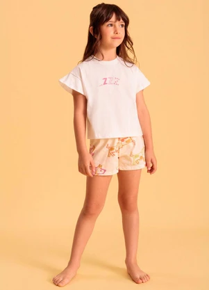 Bugbee - Pijama Infantil Malha Shorts Estampado Branco - BUGBEE