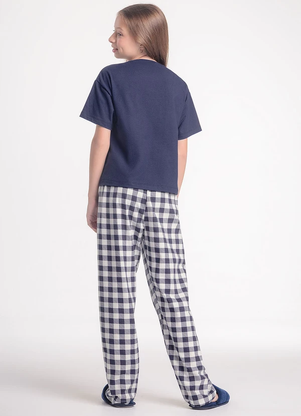 Espaço Pijama - Pijama Infantil Manga Curta com Calça Azul
