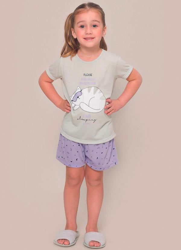 Rovitex - Pijama Infantil Manga Curta Feminino Verde