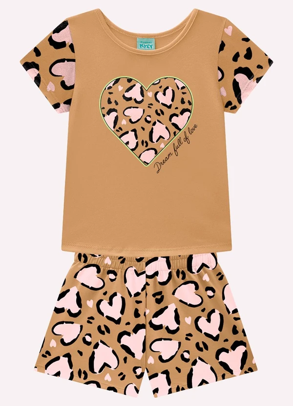 Kyly - Pijama Infantil Menina Animal Print Marrom