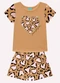 Kyly - Pijama Infantil Menina Animal Print Marrom - variação: Marrom