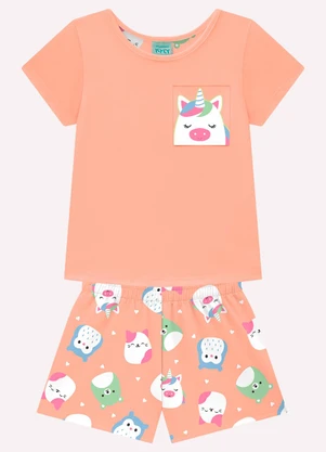 Kyly - Pijama Infantil Menina Bordado Laranja - KYLY