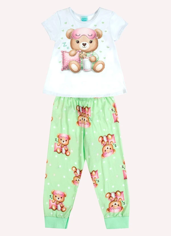 Kyly - Pijama Infantil Menina Brilha no Escuro Branco