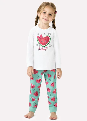 Kyly - Pijama Infantil Menina Brilha no Escuro Branco - KYLY