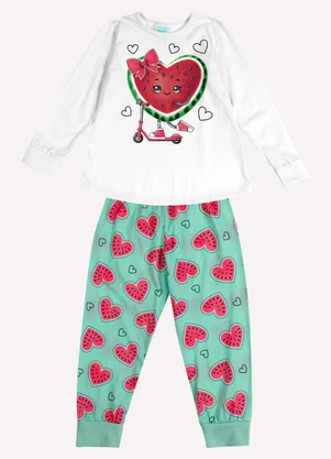 Kyly - Pijama Infantil Menina Brilha no Escuro Branco - KYLY