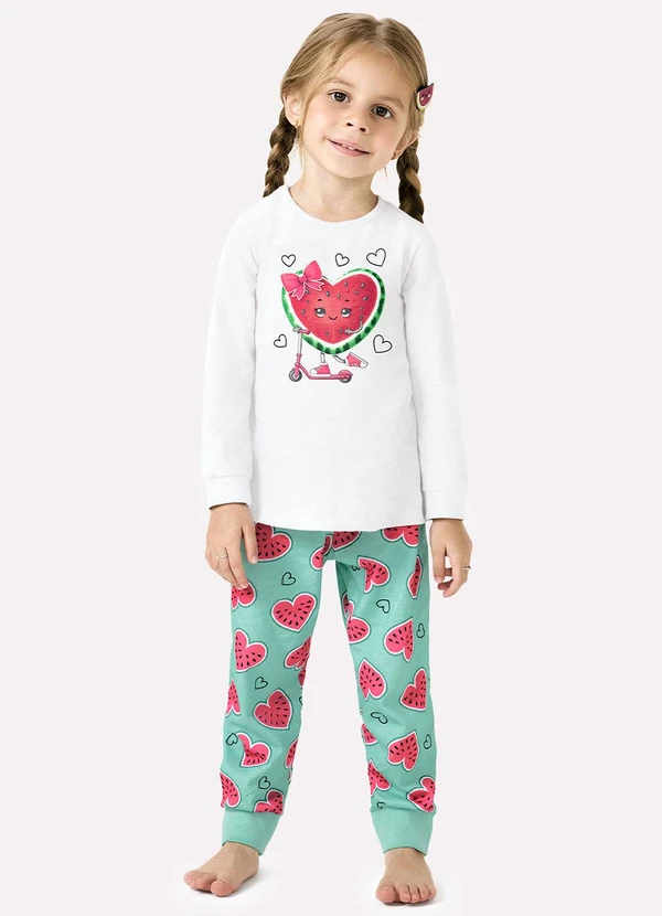 Kyly - Pijama Infantil Menina Brilha no Escuro Branco