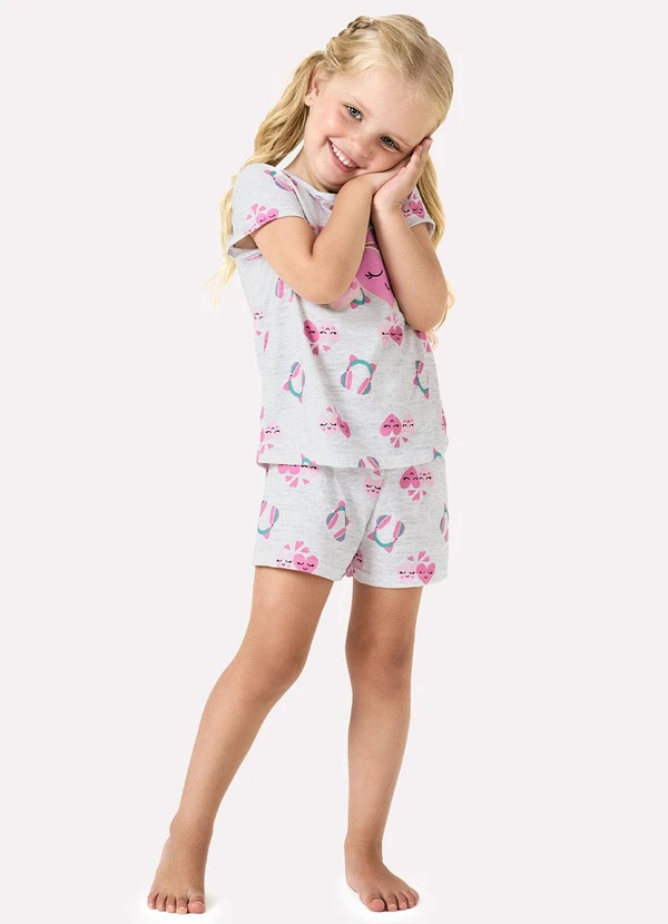Kyly - Pijama Infantil Menina Brilha no Escuro Cinza 2