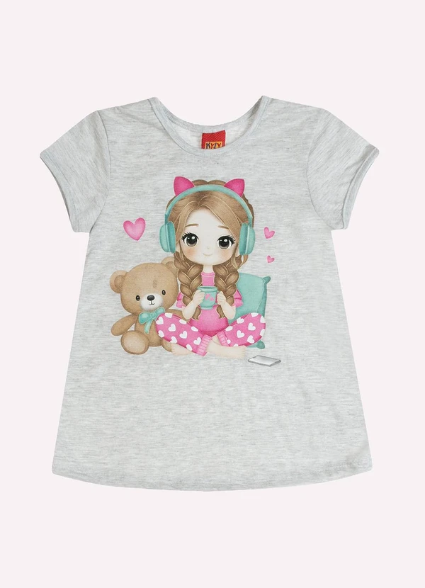 Kyly - Pijama Infantil Menina Brilha no Escuro Cinza