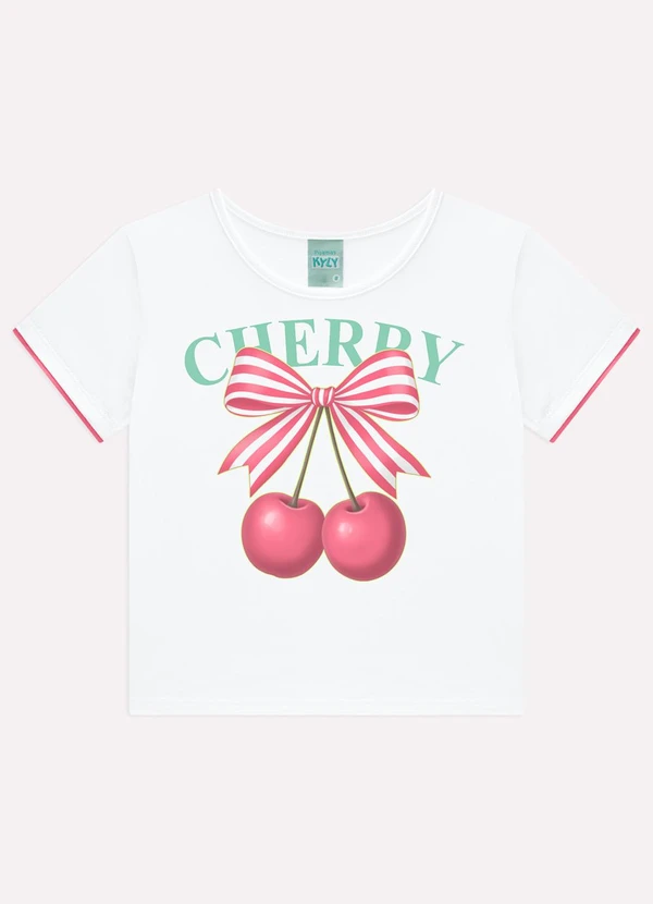 Kyly - Pijama Infantil Menina Cerejas Branco