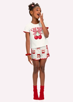 Kyly - Pijama Infantil Menina Cerejas Branco - KYLY