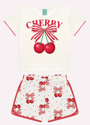 Kyly - Pijama Infantil Menina Cerejas Branco - KYLY