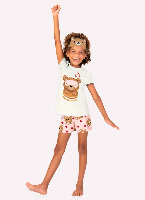 Kyly - Pijama Infantil Menina com Máscara Branco