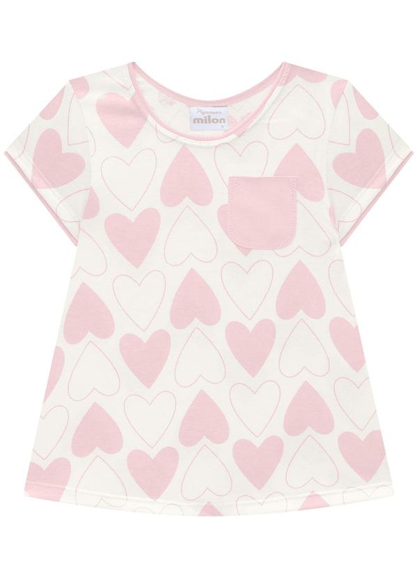 Milon - Pijama Infantil Menina Corações Off White