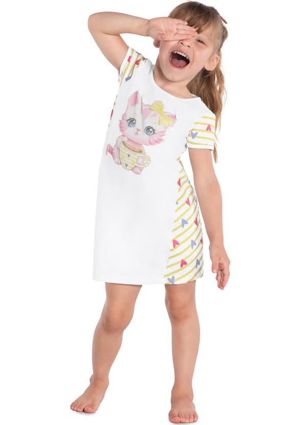 Kyly - Pijama Infantil Menina de Gatinha Branco