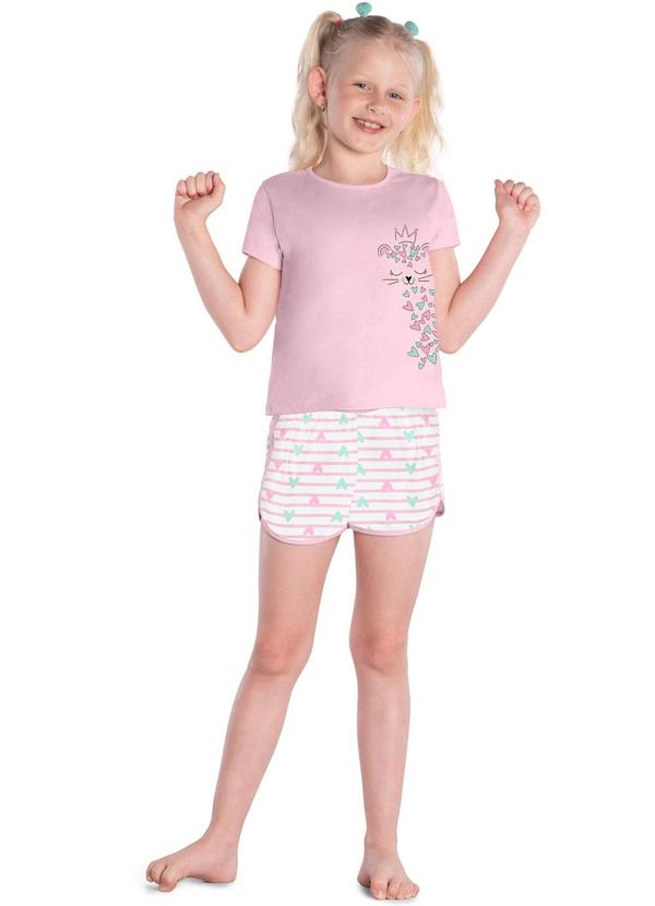Kyly - Pijama Infantil Menina de Gatinho Rosa