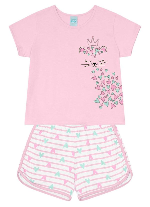 Kyly - Pijama Infantil Menina de Gatinho Rosa 2