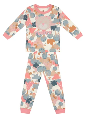 Brandili - Pijama Infantil Menina de Ursinho Bege - BRANDILI