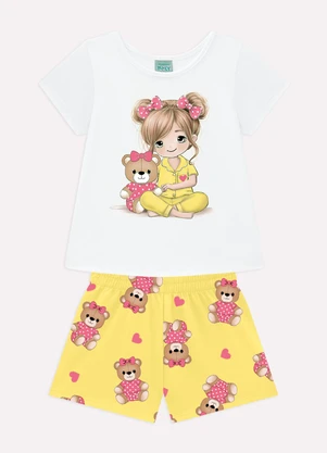 Kyly - Pijama Infantil Menina em Algodão Branco - KYLY