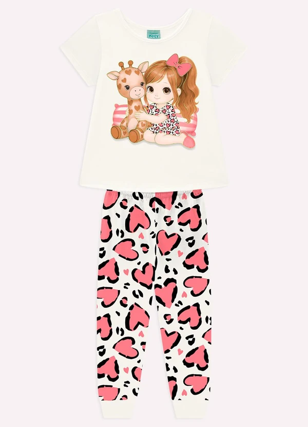 Kyly - Pijama Infantil Menina em Algodão Branco