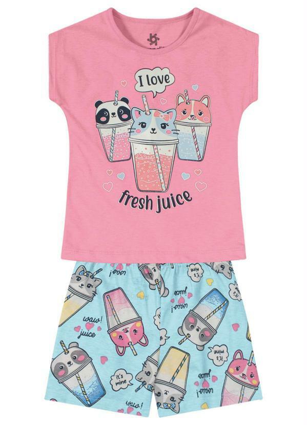 Brandili - Pijama Infantil Menina em Malha Rosa