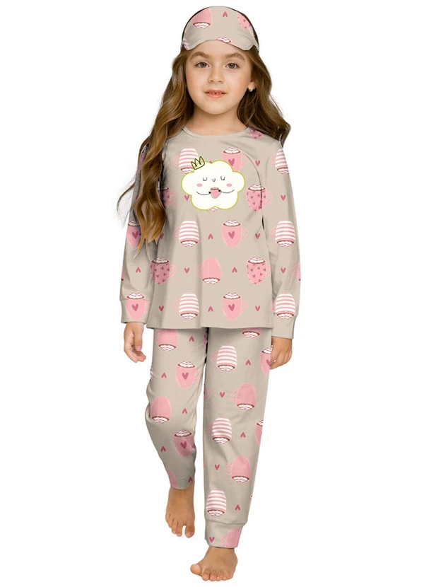 Milon - Pijama Infantil Menina Estampa Bege