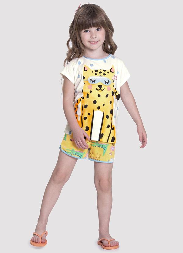 Alakazoo - Pijama Infantil Menina Estampado Brilha no Escuro Azul