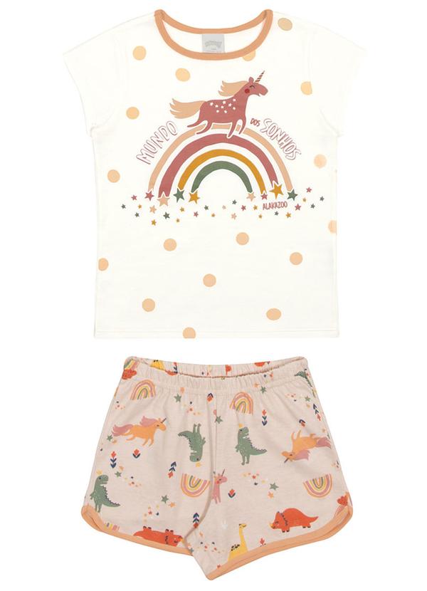 Alakazoo - Pijama Infantil Menina Estampado Brilha no Escuro Laranja 2