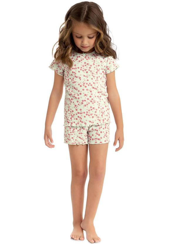 Milon - Pijama Infantil Menina Flores Verde