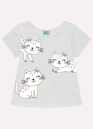 Kyly - Pijama Infantil Menina Gatinhos Cinza - KYLY