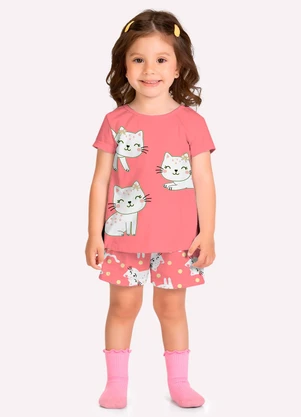 Kyly - Pijama Infantil Menina Gatinhos Rosa - KYLY