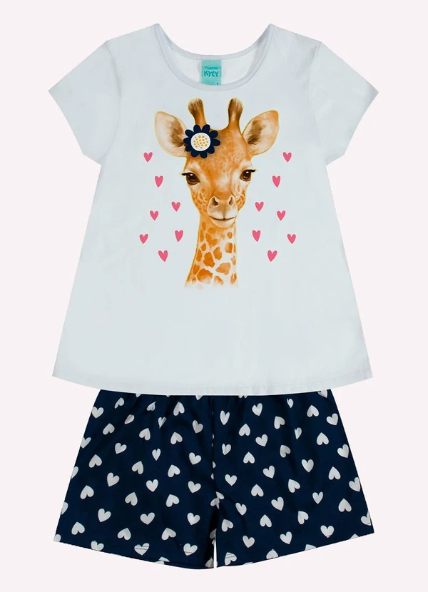 Kyly - Pijama Infantil Menina Girafa Branco 1