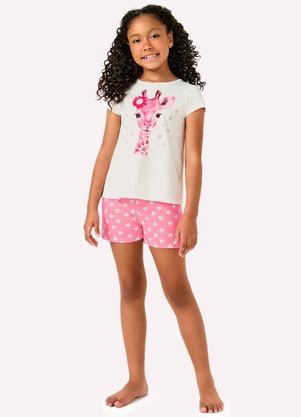 Kyly - Pijama Infantil Menina Girafa Off White - KYLY